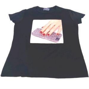 Truly Bella Black T-shirt | EUC | Glitter Beaded Applique